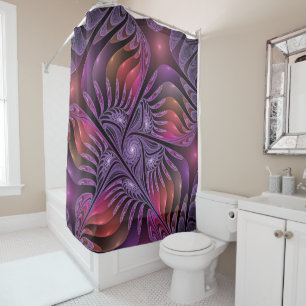 Colourful Fantasy Abstract Trippy Purple Fractal Shower Curtain