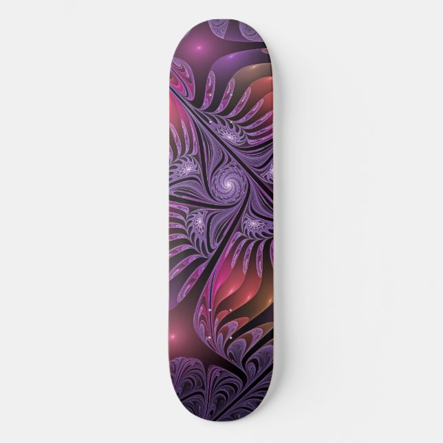 Colourful Fantasy Abstract Trippy Purple Fractal Skateboard (Front)