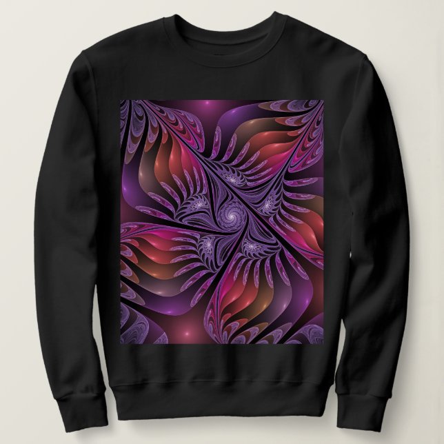 Colourful Fantasy Abstract Trippy Purple Fractal Sweatshirt (Design Front)