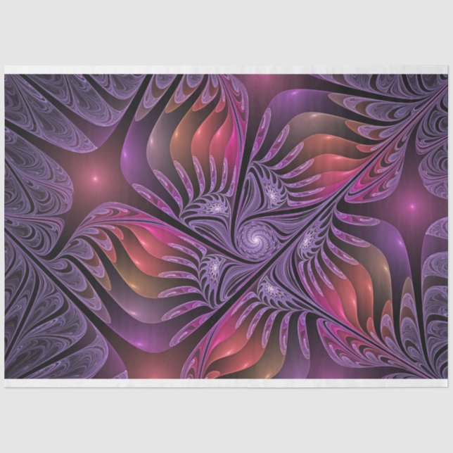 Colourful Fantasy Abstract Trippy Purple Fractal Tissue Paper (Front)