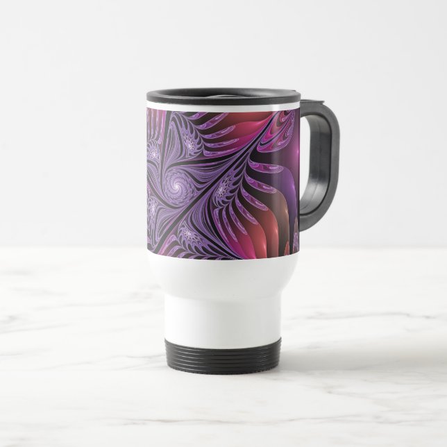 Colourful Fantasy Abstract Trippy Purple Fractal Travel Mug (Front Right)