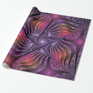 Colourful Fantasy Abstract Trippy Purple Fractal Wrapping Paper