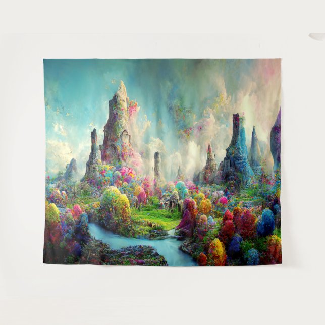 Colourful Fantasy Alien Nature Landscape Tapestry (Front (Horizontal))