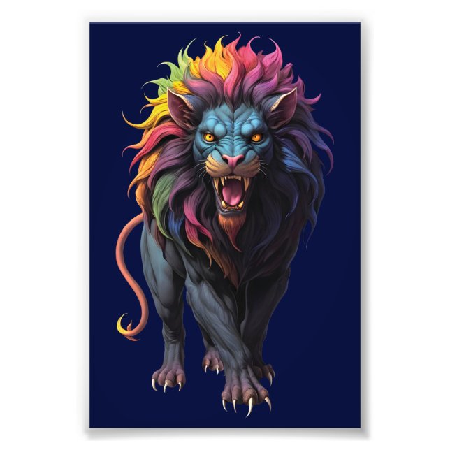 Colourful Fantasy Art a Lion Photo Print (Front)