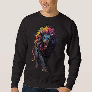 Colourful Fantasy Art a Lion Sweatshirt