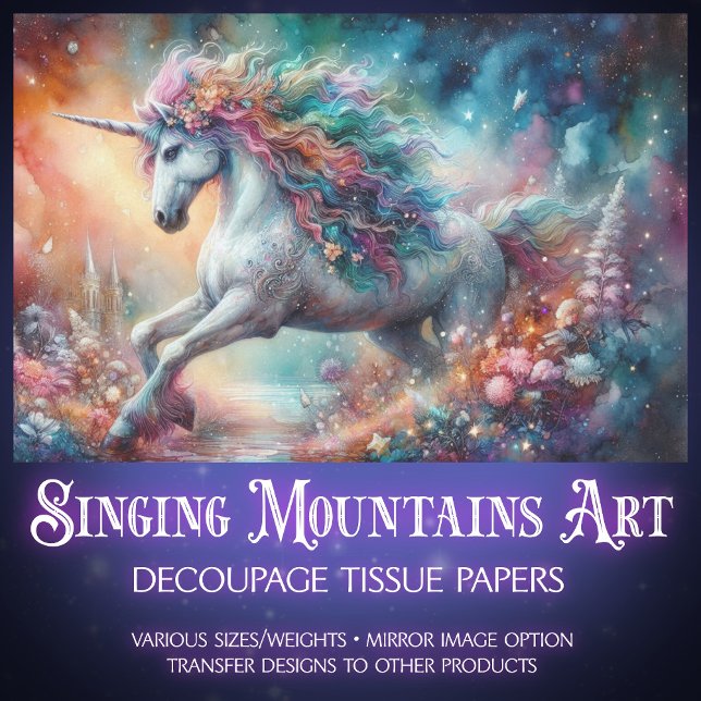 Colourful Fantasy Art Unicorn Magic Decoupage  Tissue Paper (Creator Uploaded)