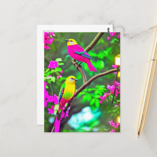 Colourful Fantasy Birds Postcard