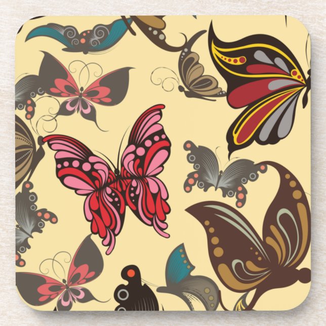 Colourful Fantasy Butterflies Coaster (Front)