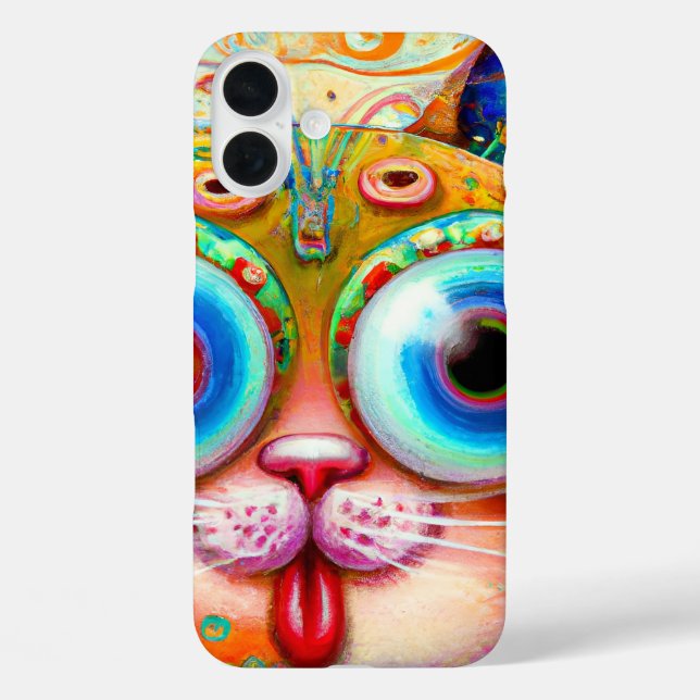 Colourful Fantasy Cat sticking out its Tongue Case-Mate iPhone Case (Back)