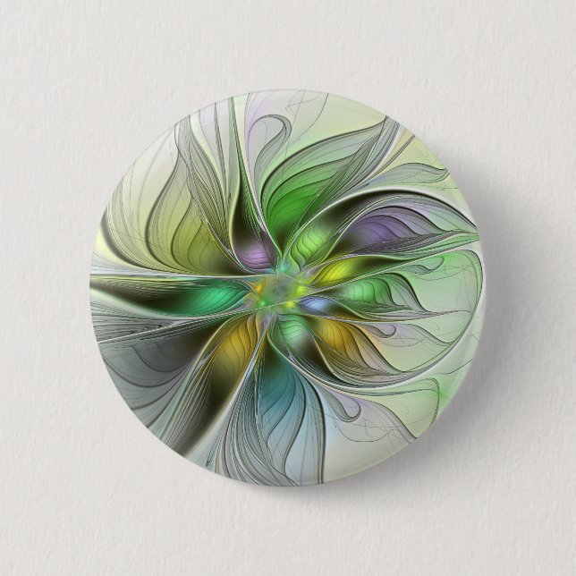 Colourful Fantasy Flower Modern Abstract Fractal 6 Cm Round Badge (Front)
