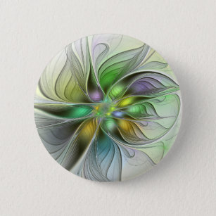 Colourful Fantasy Flower Modern Abstract Fractal 6 Cm Round Badge