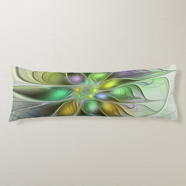 Colourful Fantasy Flower Modern Abstract Fractal Body Cushion (Front)