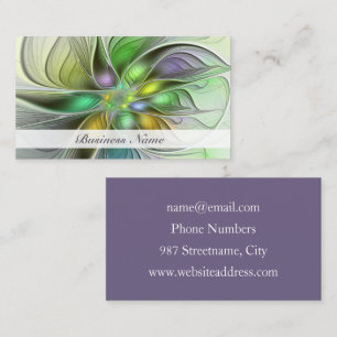 Colourful Fantasy Flower Modern Abstract Fractal Business Card
