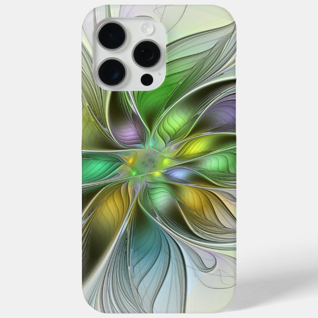 Colourful Fantasy Flower Modern Abstract Fractal Case-Mate iPhone Case (Back)