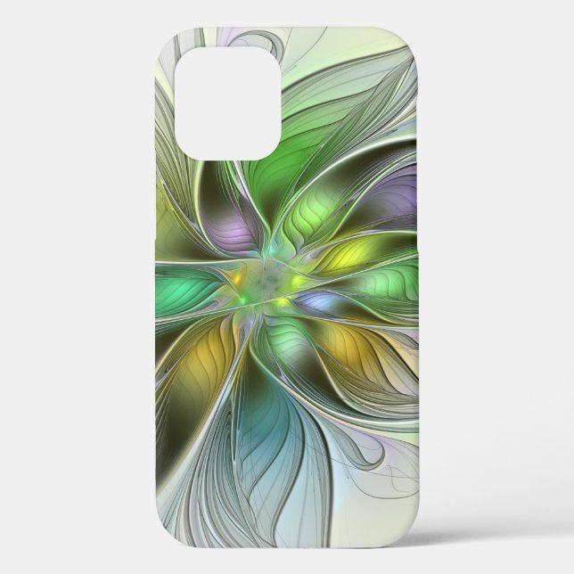 Colourful Fantasy Flower Modern Abstract Fractal Case-Mate iPhone Case (Back)