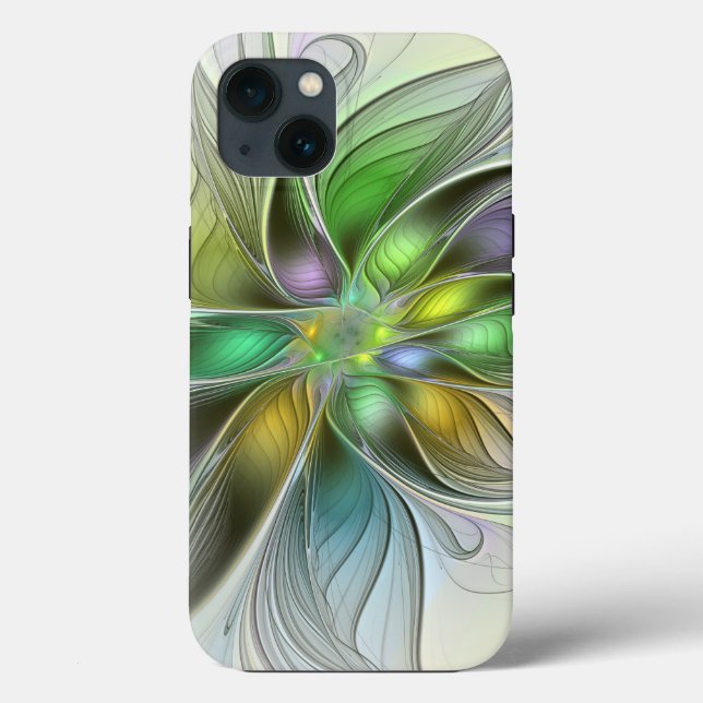 Colourful Fantasy Flower Modern Abstract Fractal Case-Mate iPhone Case (Back)