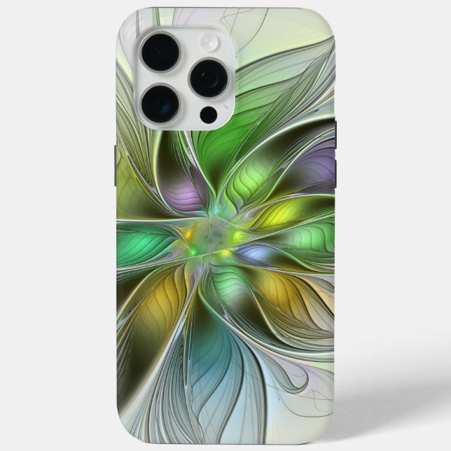 Colourful Fantasy Flower Modern Abstract Fractal Case-Mate iPhone Case (Back)