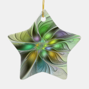 Colourful Fantasy Flower Modern Abstract Fractal Ceramic Tree Decoration
