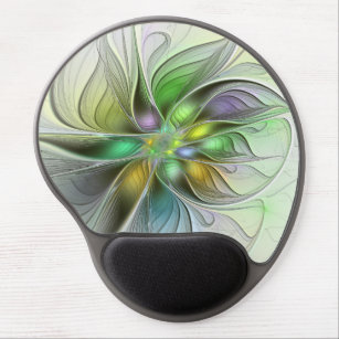 Colourful Fantasy Flower Modern Abstract Fractal Gel Mouse Pad