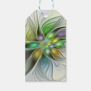 Colourful Fantasy Flower Modern Abstract Fractal Gift Tags
