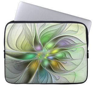 Colourful Fantasy Flower Modern Abstract Fractal Laptop Sleeve