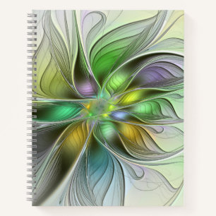 Colourful Fantasy Flower Modern Abstract Fractal Notebook