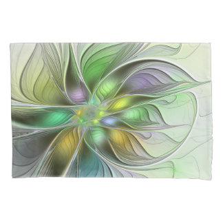 Colourful Fantasy Flower Modern Abstract Fractal Pillowcase