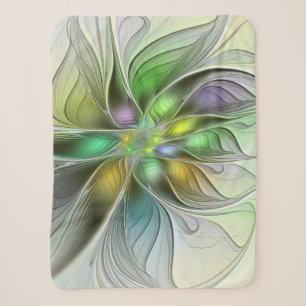 Colourful Fantasy Flower Modern Abstract Fractal Sherpa Blanket