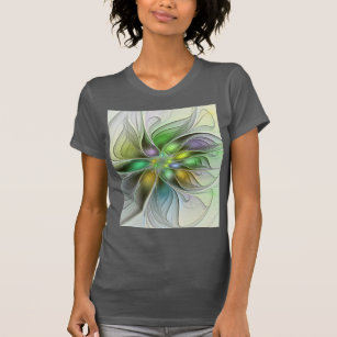 Colourful Fantasy Flower Modern Abstract Fractal T-Shirt