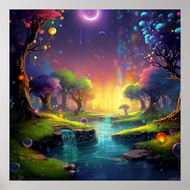 Colourful fantasy land forest poster (Front)