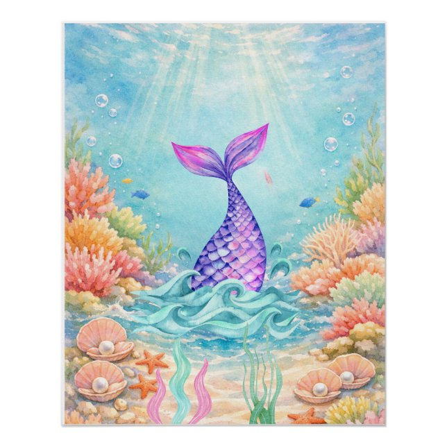 Colourful Fantasy Mermaid Wall Art (Front)