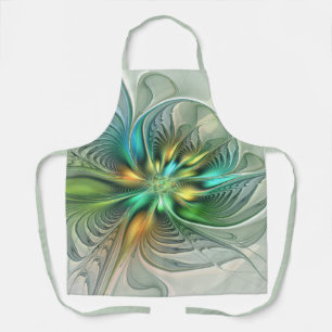 Colourful Fantasy Modern Abstract Flower Fractal Apron