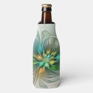 Colourful Fantasy Modern Abstract Flower Fractal Bottle Cooler