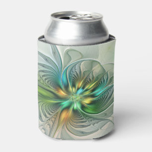 Colourful Fantasy Modern Abstract Flower Fractal Can Cooler