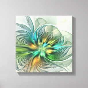 Colourful Fantasy Modern Abstract Flower Fractal Canvas Print
