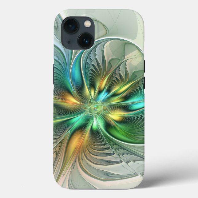 Colourful Fantasy Modern Abstract Flower Fractal Case-Mate iPhone Case (Back)