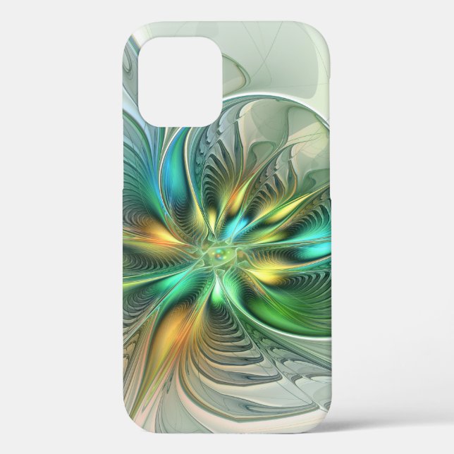 Colourful Fantasy Modern Abstract Flower Fractal Case-Mate iPhone Case (Back)