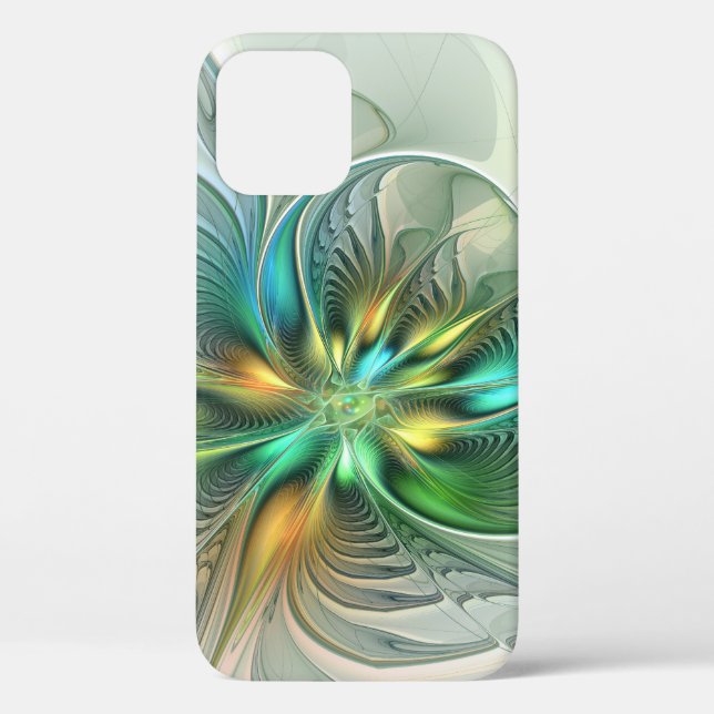 Colourful Fantasy Modern Abstract Flower Fractal Case-Mate iPhone Case (Back)