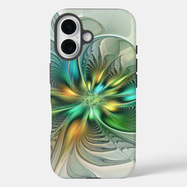 Colourful Fantasy Modern Abstract Flower Fractal Case-Mate iPhone Case (Back)