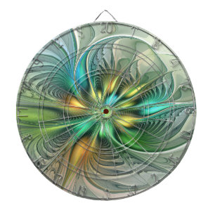 Colourful Fantasy Modern Abstract Flower Fractal Dartboard