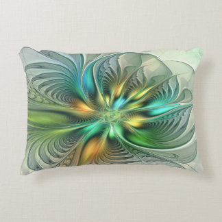 Colourful Fantasy Modern Abstract Flower Fractal Decorative Cushion