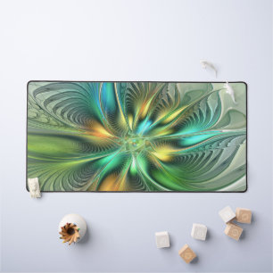 Colourful Fantasy Modern Abstract Flower Fractal Desk Mat