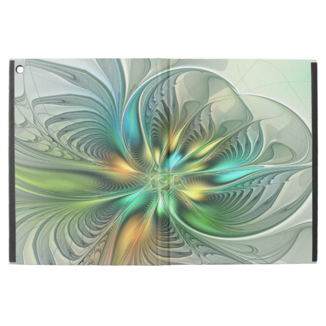 Colourful Fantasy Modern Abstract Flower Fractal iPad Pro 12.9" Case (Outside)