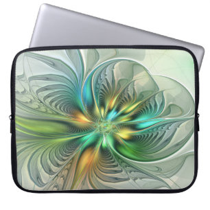Colourful Fantasy Modern Abstract Flower Fractal Laptop Sleeve