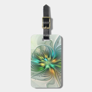 Colourful Fantasy Modern Abstract Flower Fractal Luggage Tag