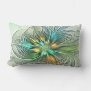 Colourful Fantasy Modern Abstract Flower Fractal Lumbar Cushion