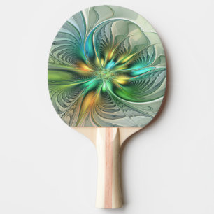 Colourful Fantasy Modern Abstract Flower Fractal Ping Pong Paddle