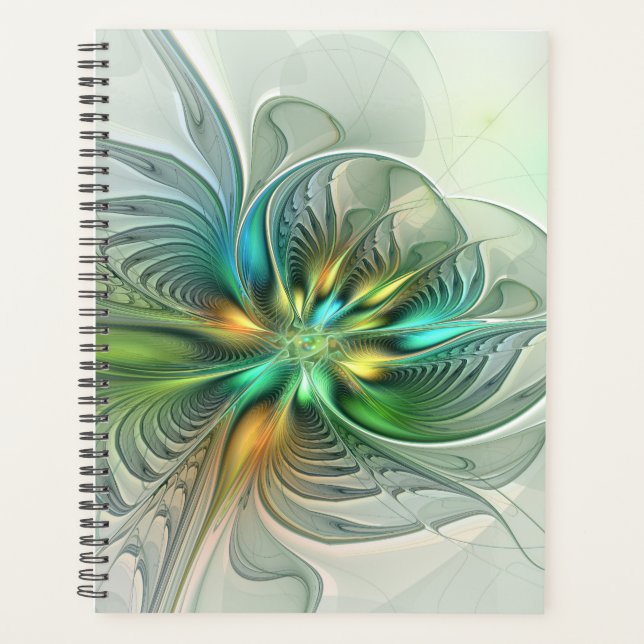 Colourful Fantasy Modern Abstract Flower Fractal Planner (Front)
