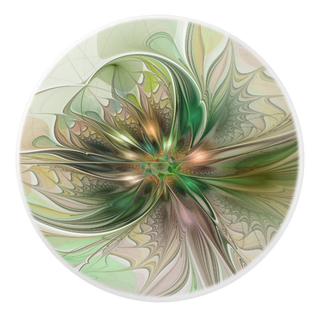 Colourful Fantasy Modern Abstract Fractal Ceramic Knob (Front)