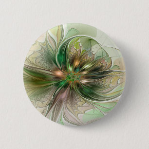 Colourful Fantasy Modern Abstract Fractal Flower 6 Cm Round Badge